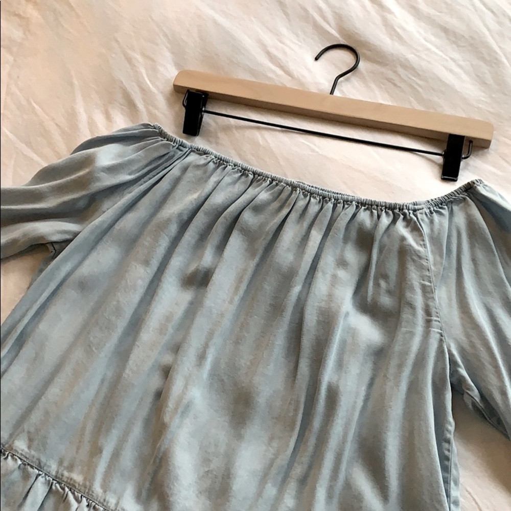 Denim strapless shirt